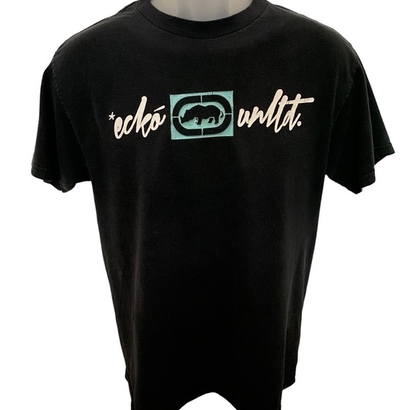 Ecko Unlimited Black Logo Tee Shirt Men M Medium - Picture 1 of 5